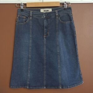 Moschino Jeans Vintage Denim Skirt Star Stud Detail Y2K A-Line Size S/M